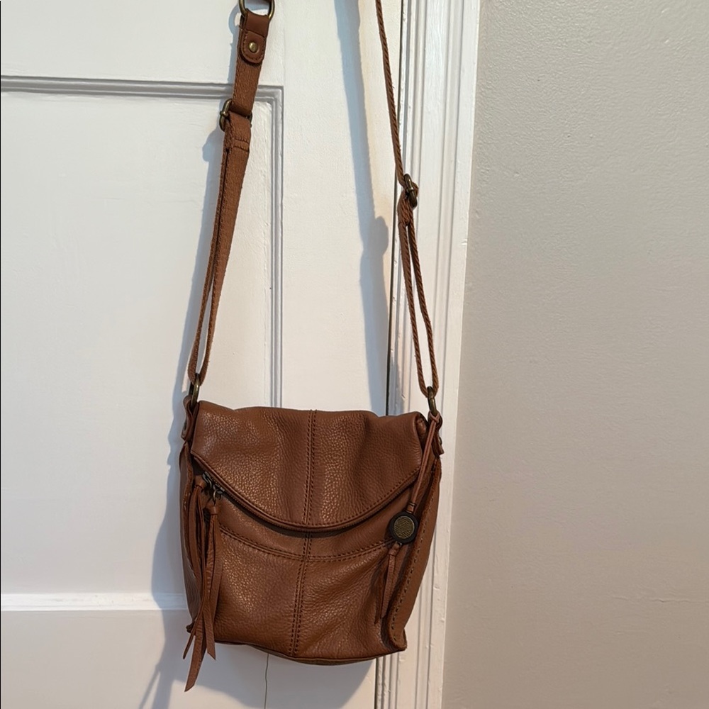 The Sak Brown Leather Crossbody Bag with Adjustable Strap